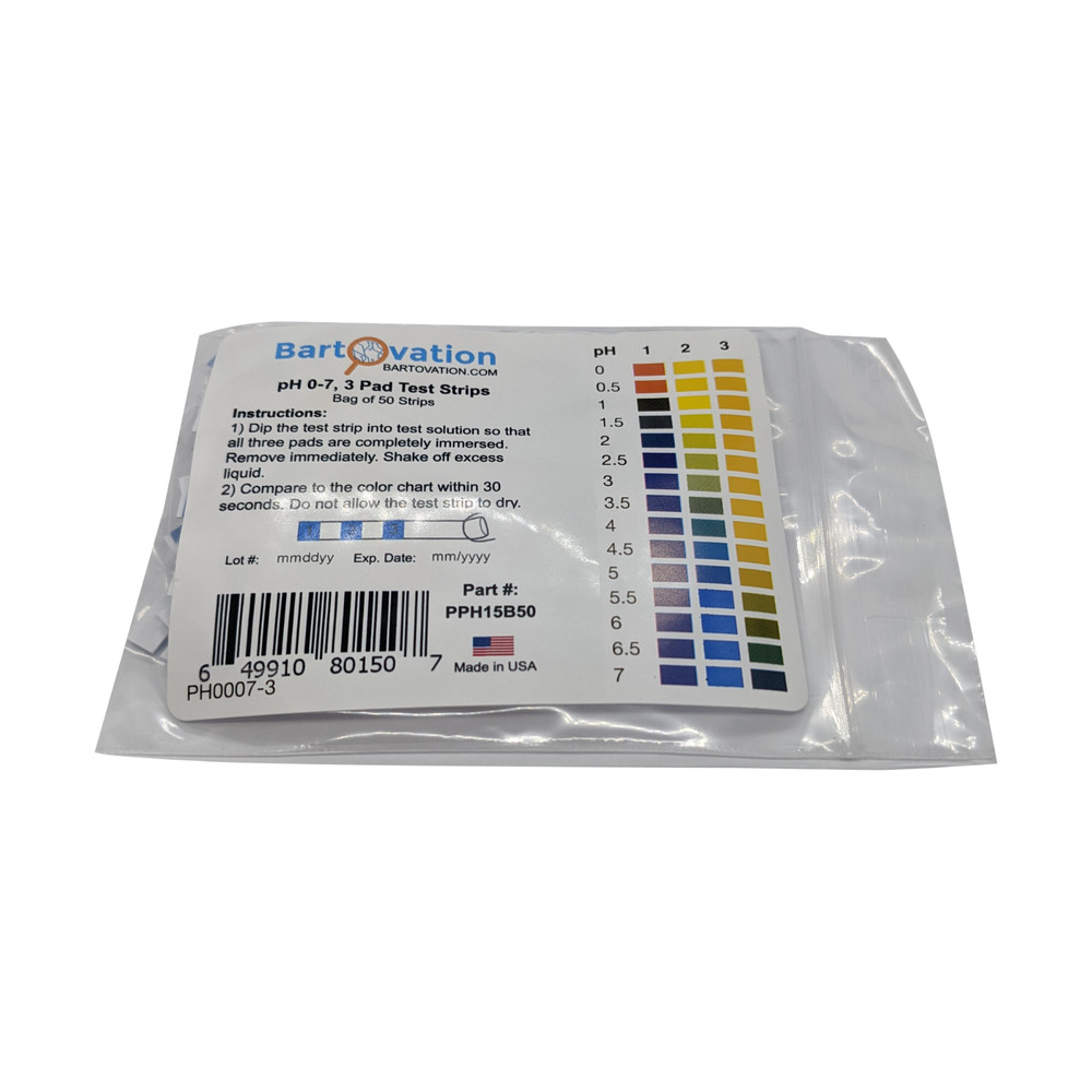 pH 0-7, 3-Pad Test Strips [Bag of 50 Strips]
