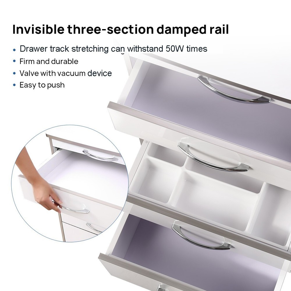 Dental Trolley Tool Cart Mobile Cabinet Drawers Built-in Socket Multi-Function