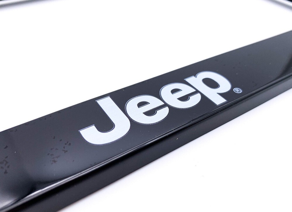 Jeep Emblem Universal Black Unbreakable Polycarbonate License Plate Frame