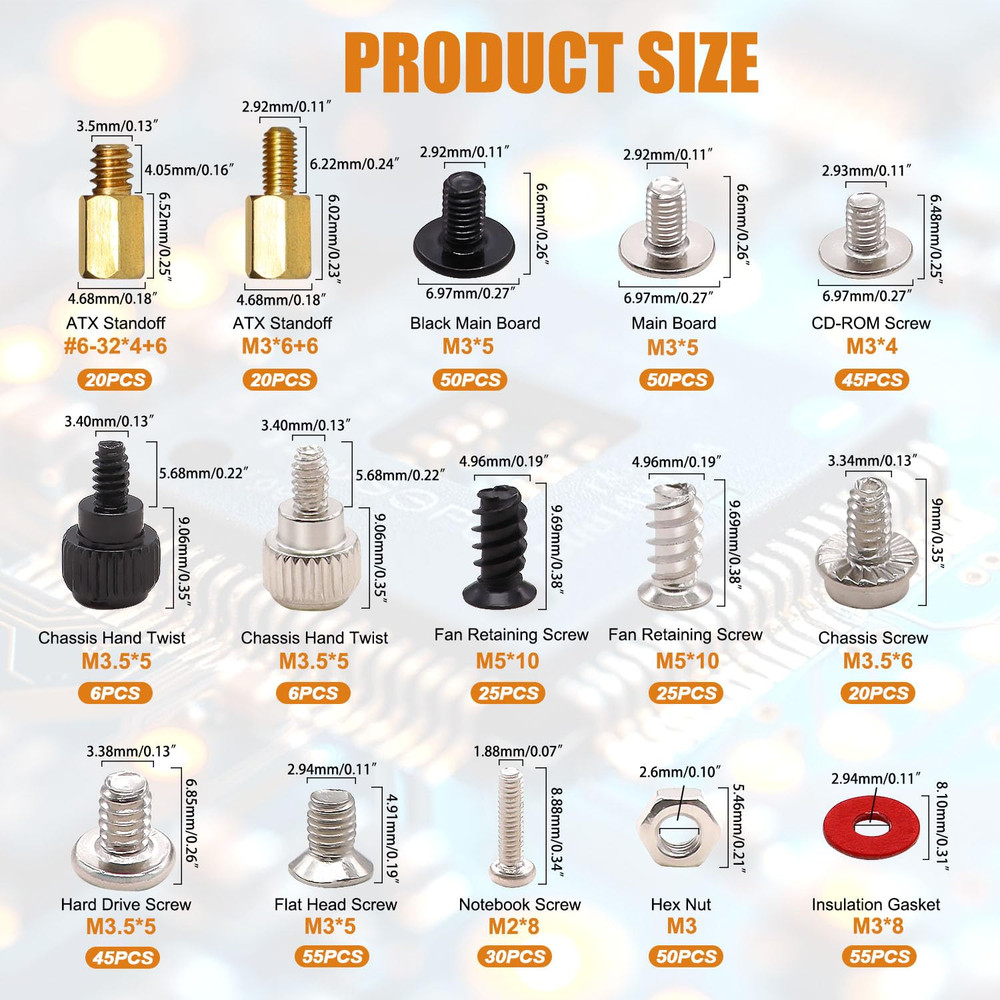 502Pcs Kit Surtido De Tornillos Para Computadora, Tornillos De Placa Base Par...