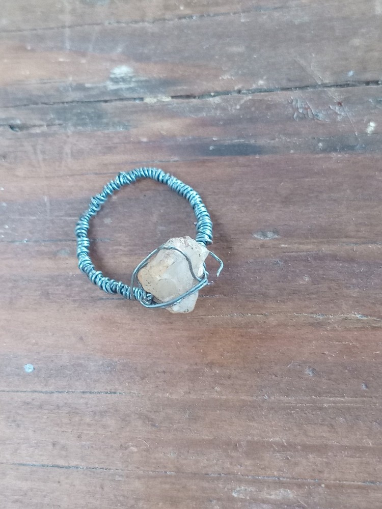 Rock Wrapped Silver Wire Ring
