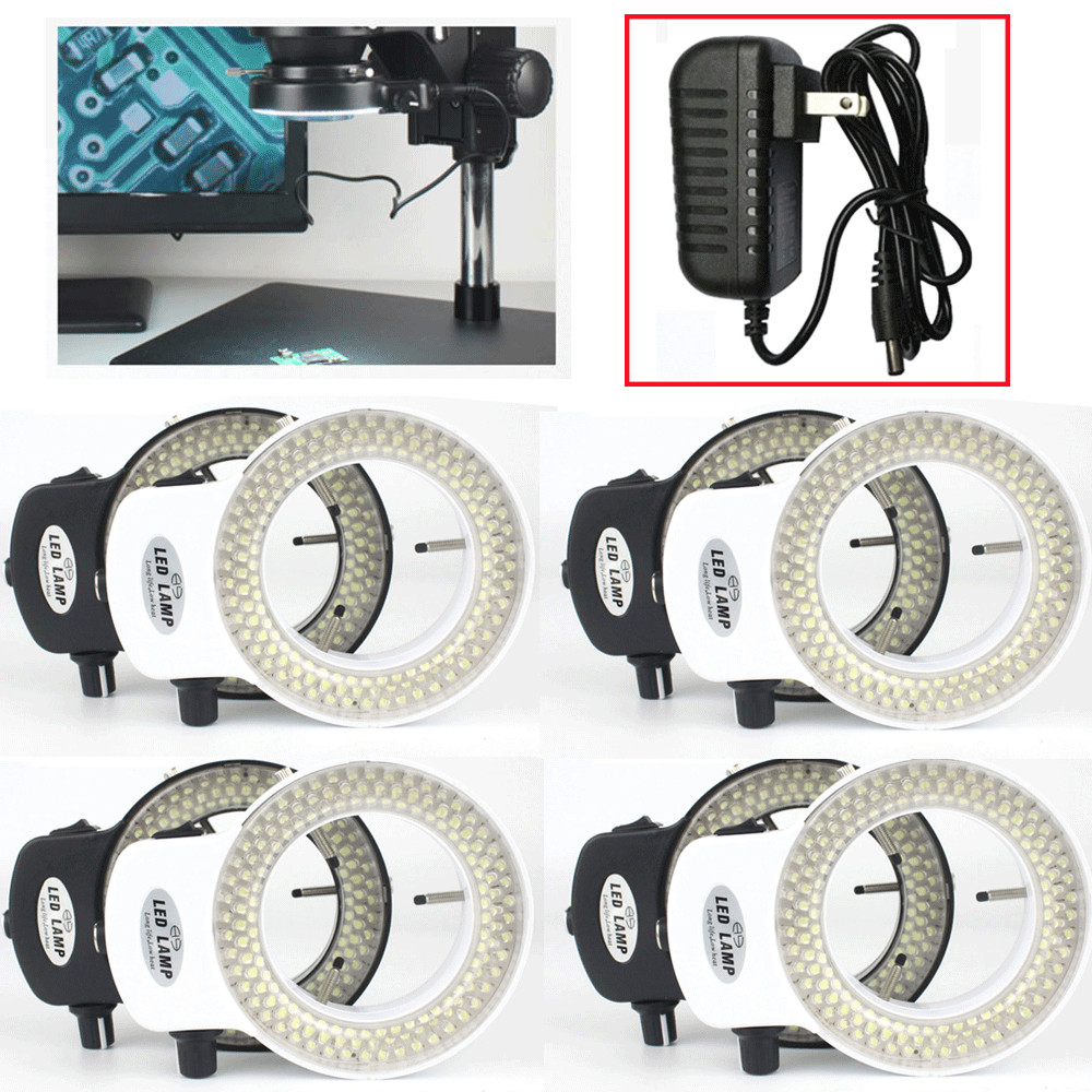USA 144 LED Bulbs Microscope Ring Light Illuminator Lamp Adjustable US Plug