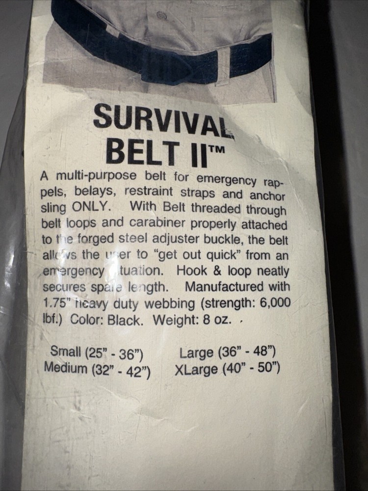 Rescue TECH Survival Belt II, Black, Medium (32"-42")