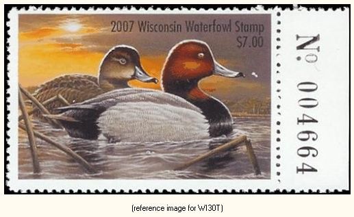 D2K Wisconsin Duck Stamp 2007 $7.00 w/tab