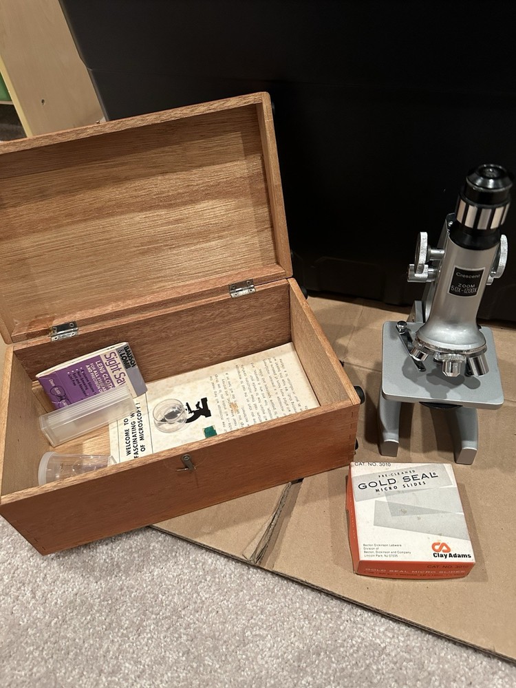 Microscope Crescent  With Wood Box