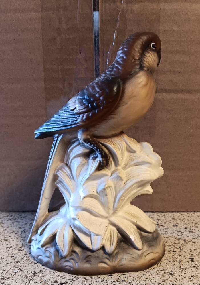 Vintage Brown Ceramic Parrot Figurine