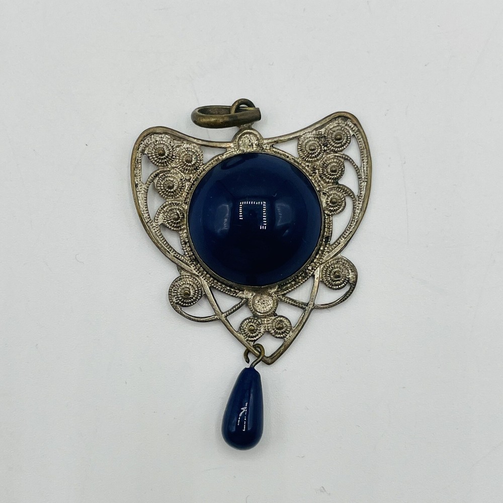 Silver Lapis Filagree Pendant