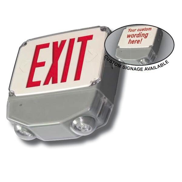 Commercial Safety Exit Sign LED Emergency Light Combo Wet Location Cold Temp