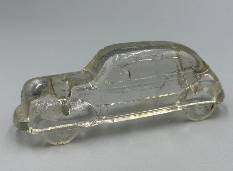1940s Automobile STREAMLINED CAR Glass CANDY CONTAINER Vintage E&A 34
