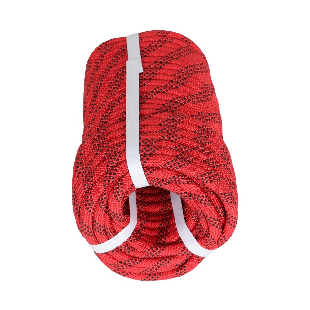 3/8" × 100' Braid Polyester Rope Arborist Tree Rope 3520Lbs Red & Black