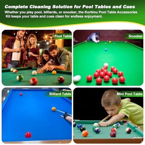 10-Piece Billiard Pool Table Accessories Kit: Brushes, Cloths, Lint Roller & Mor