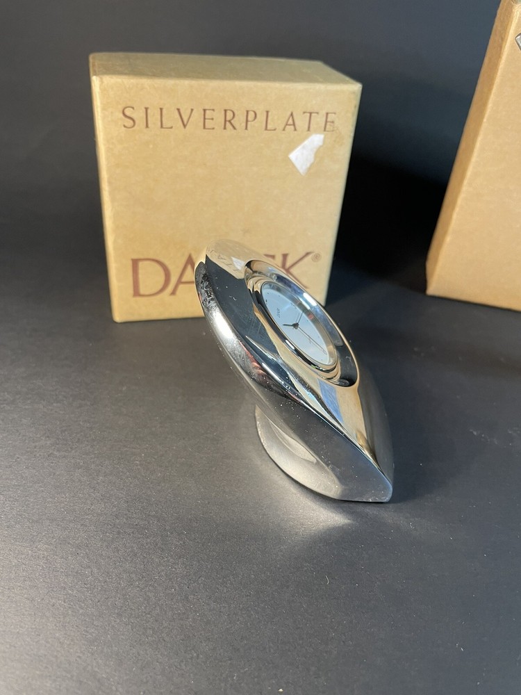 Silver Plate Dansk Clock And Pen Set -as Is Not Working