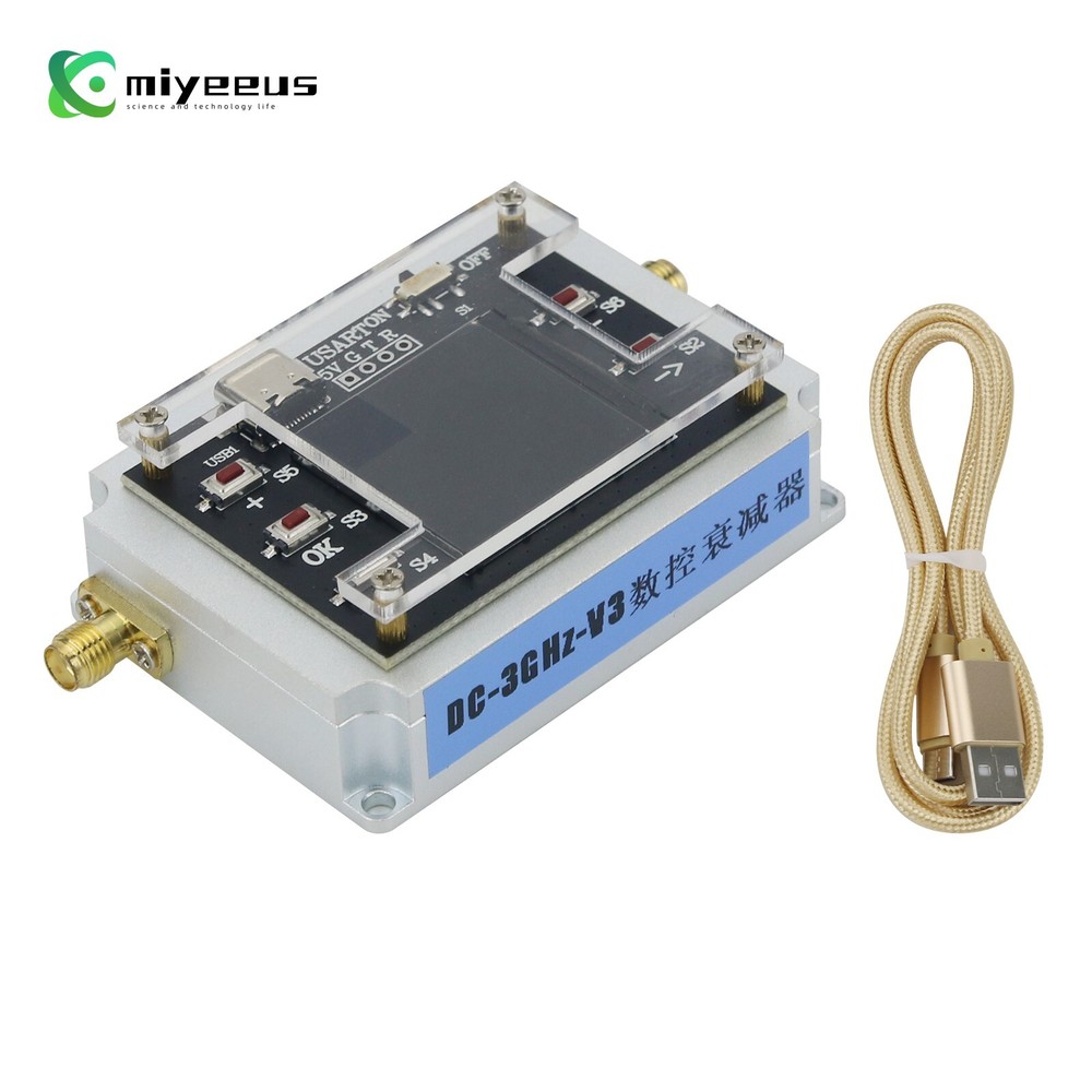 DC-3GHz Digital Programmable Attenuator Isolation Attenuator 1.3" TFT Screen