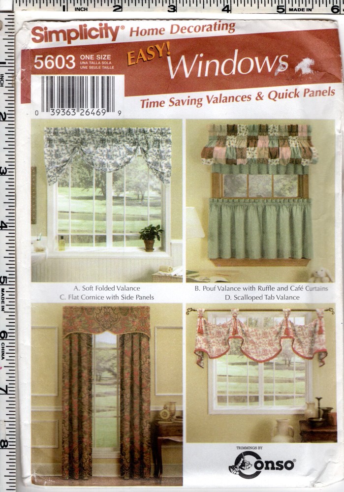 "Easy! Windows" ©2003 Simplicity Home Decorating Sewing Pattern # 5603 UNCUT