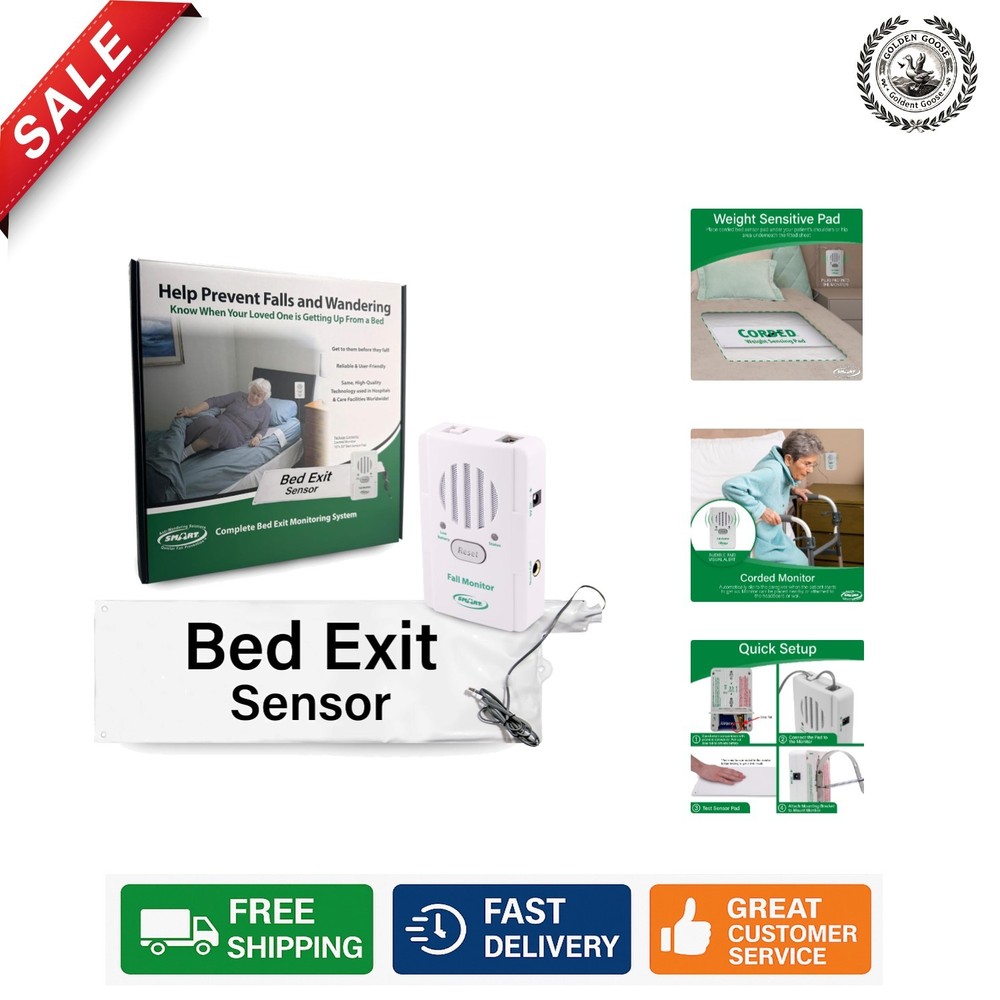 Durable Bed Exit Alert System - 10"x30" Pad for Immediate Senior Fall Prevention