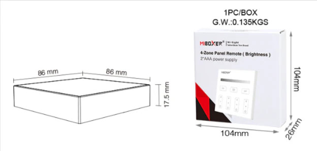 B1-W - 4-Zone Panel Remote (Brightness) White
