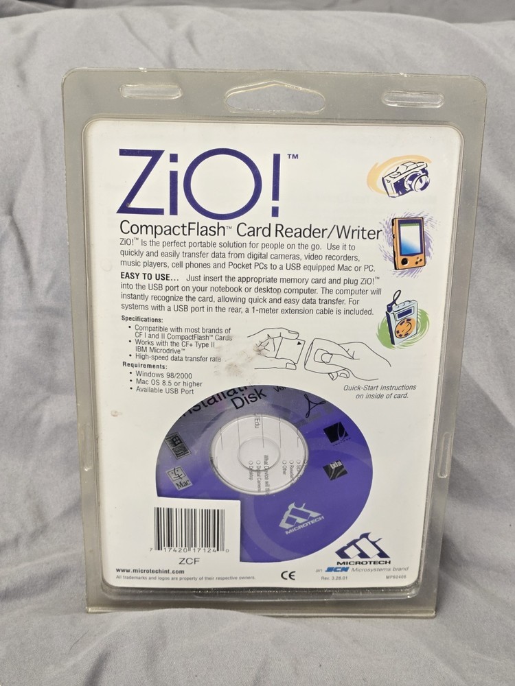 ZIO MicroTech Compact Flash USB Card Reader/Writer for CF 1 & II - NOS