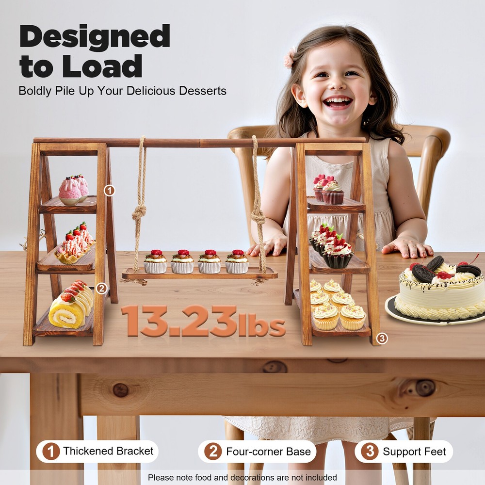 3 Tiers Solid Wooden Simplicity Serving Tray Dessert Stand Decor Cupcake Stand