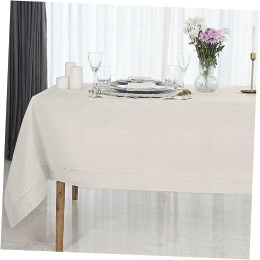 Light Natural Linen Tablecloth for 90" x 60" (Rectangular) 04 - Light Natural