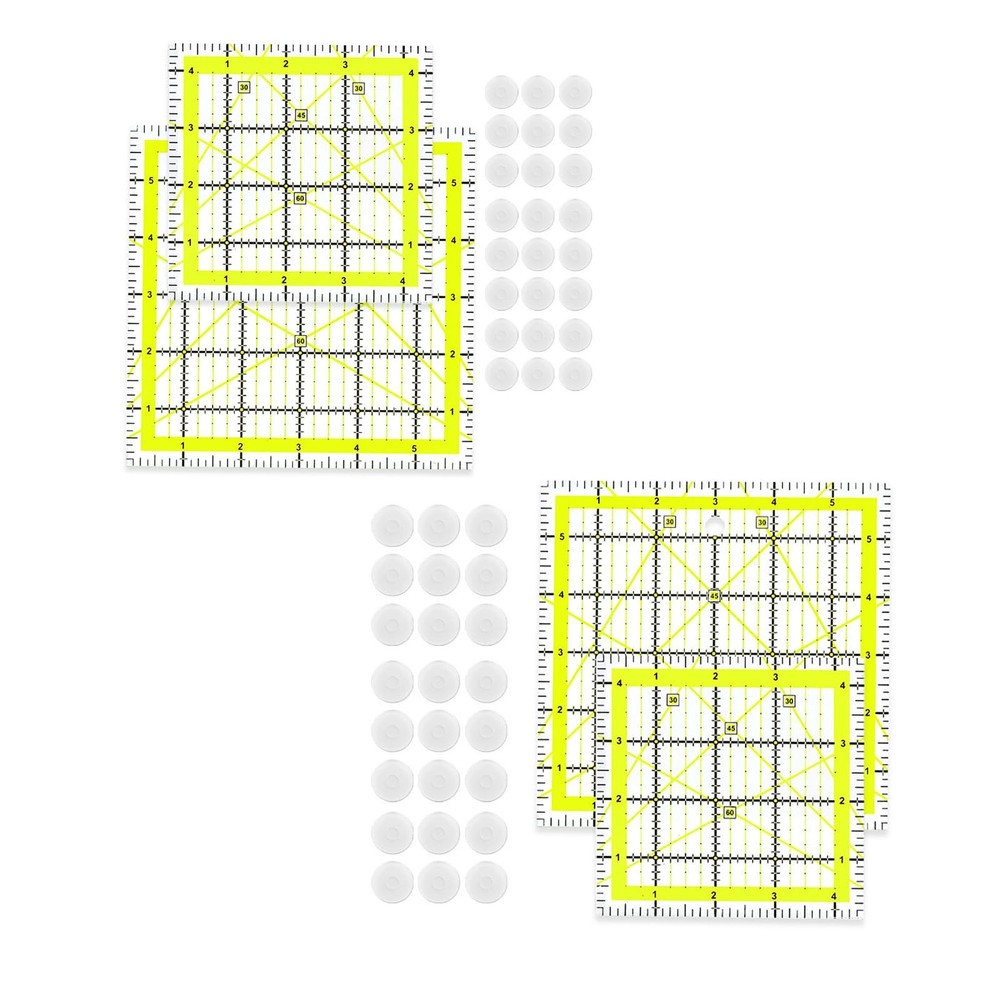 KIIFENG Quilting Ruler 2Sets Acrylics Quilting Ruler Set Square Patchwork Ruler