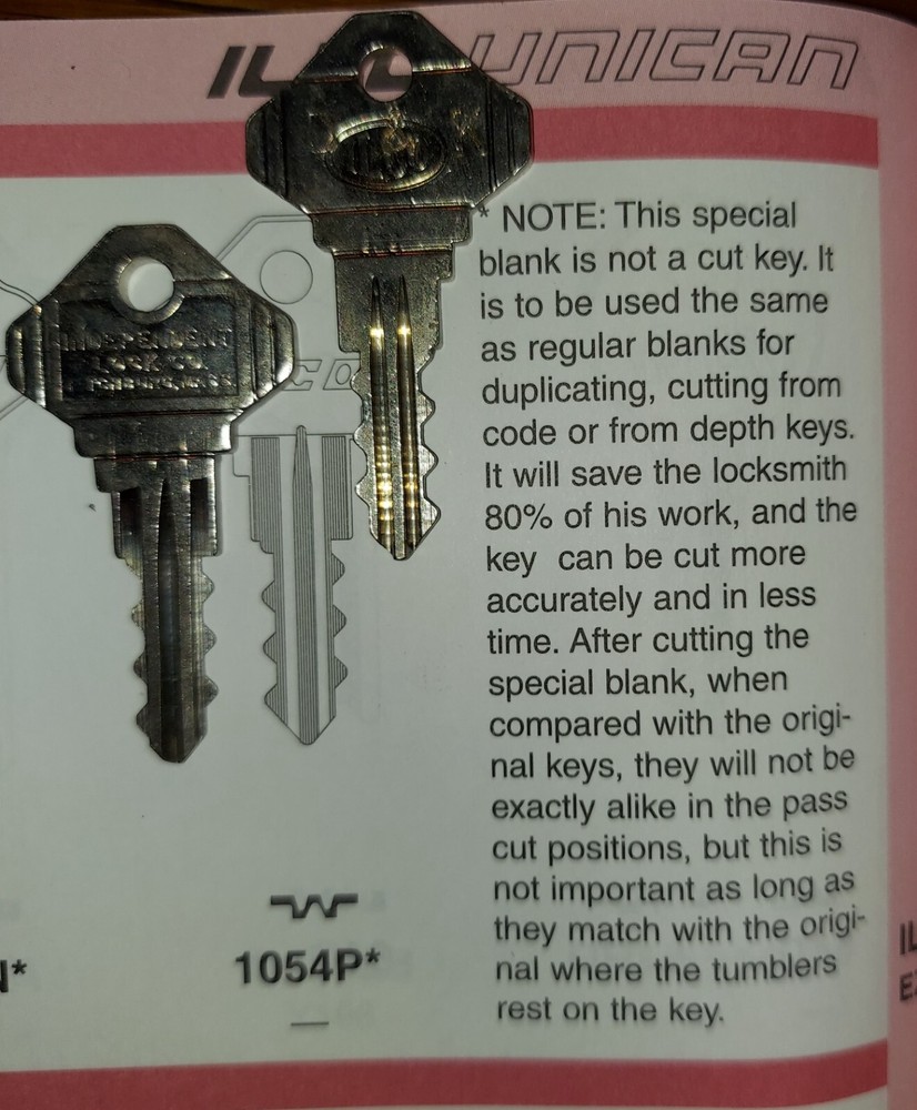 Snap-On Uncut 1054P Tool Box Key.