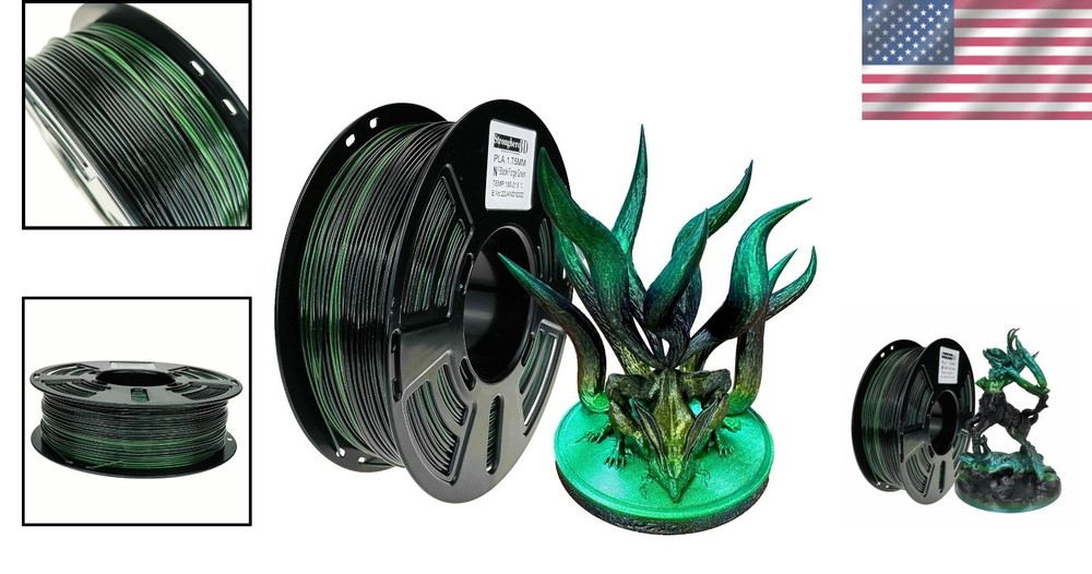Color Changing Galaxy Starly Green Black PLA