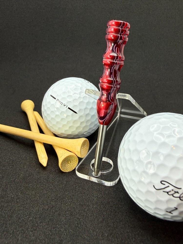 Single prong titanium divot tool - Strawberry (Slim)