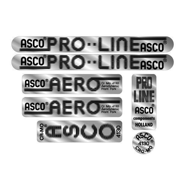 ASCO - PRO-LINE on chrome - decal set - old school bmx