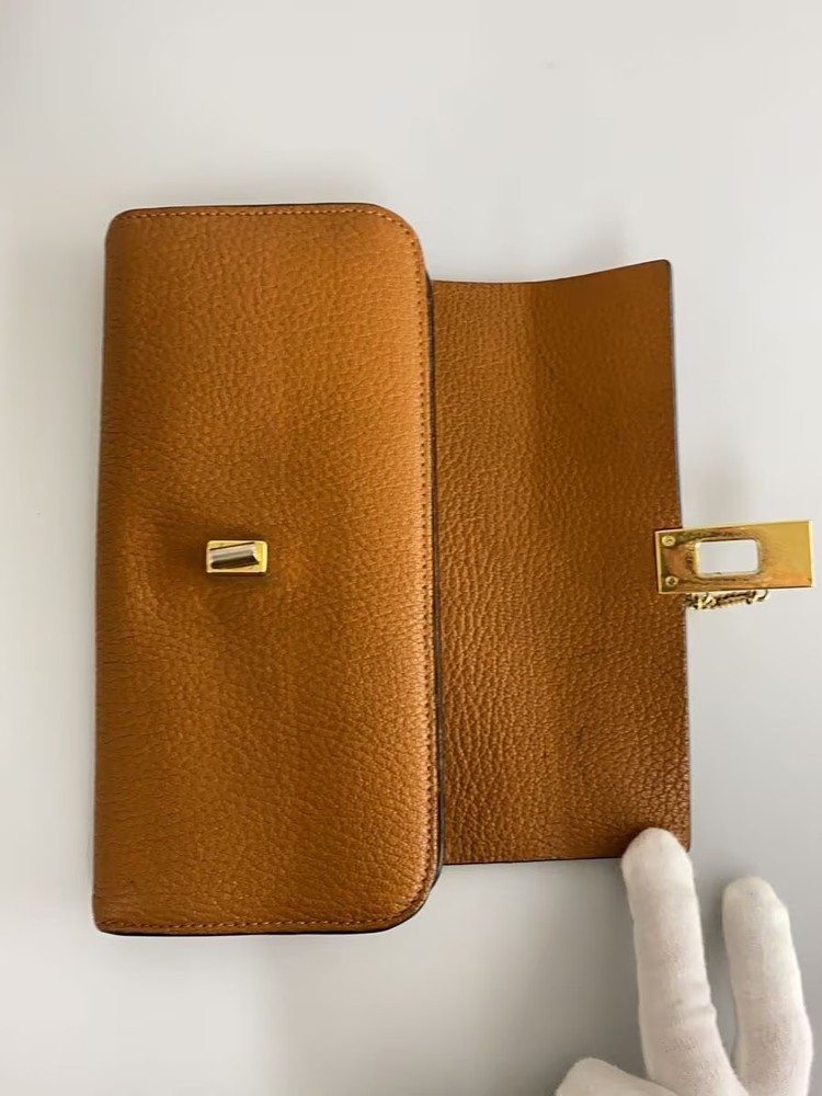 Chloe CML Leather Long Wallet, Plain, Women's