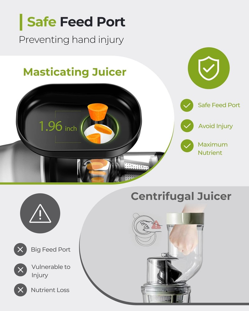 Jocuu Slow Masticating Juicer with 2-Speed Modes - Cold Press Juicer Machine - Q