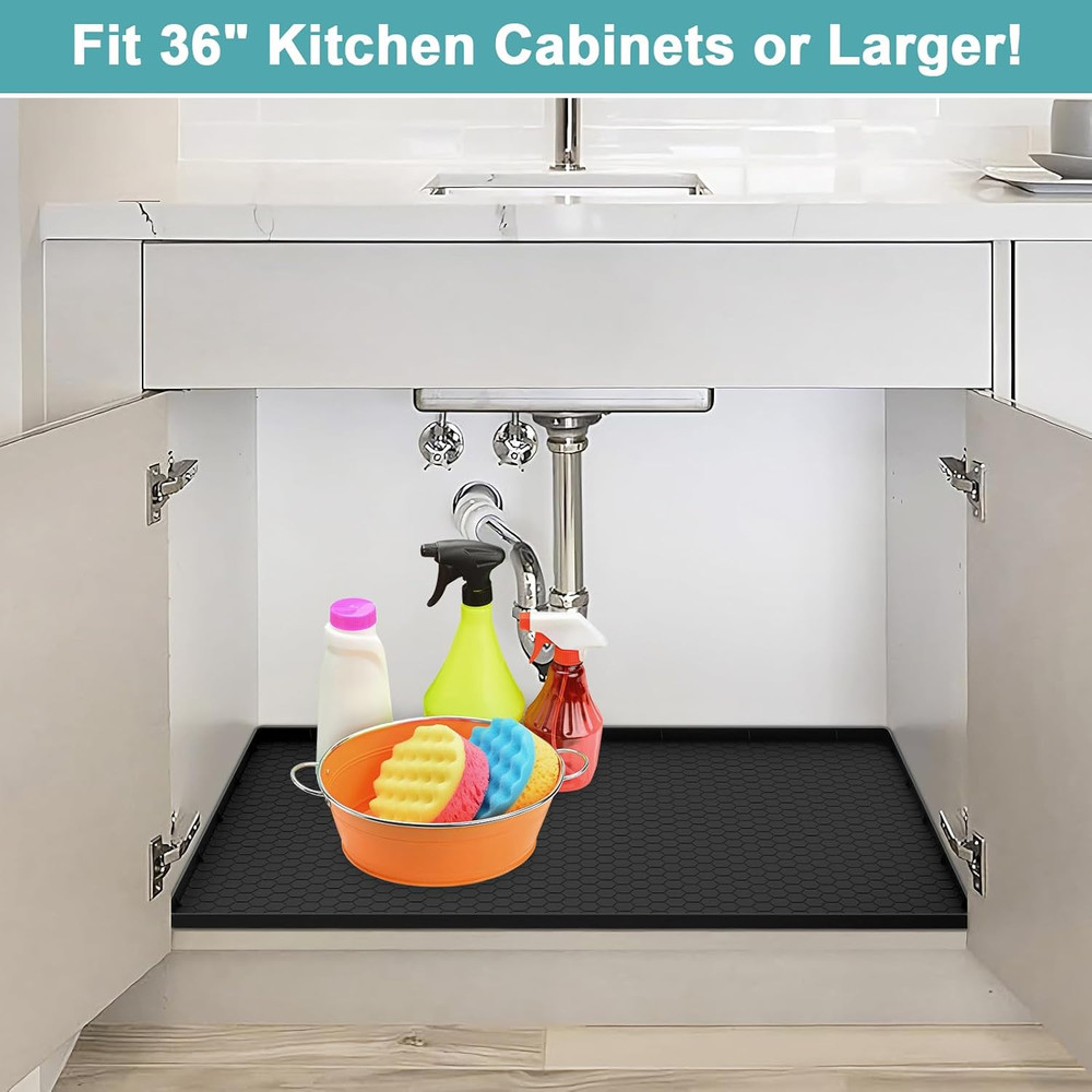 Under Sink Mats for Kitchen Waterproof, Silicone under Kitchen Sink Mats and Pro