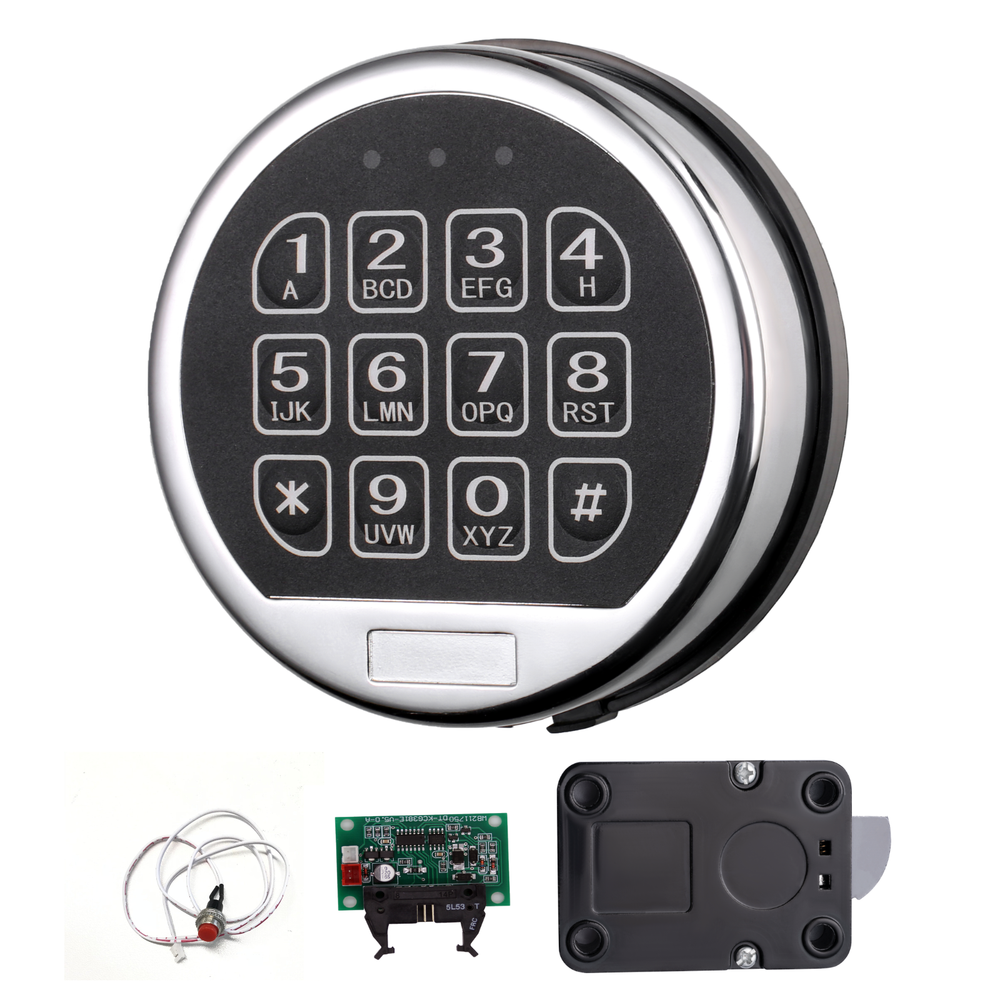 Safe Lock Replacement Swing Bolt Chrome Finish Digital Keypad 2 User Code Lock