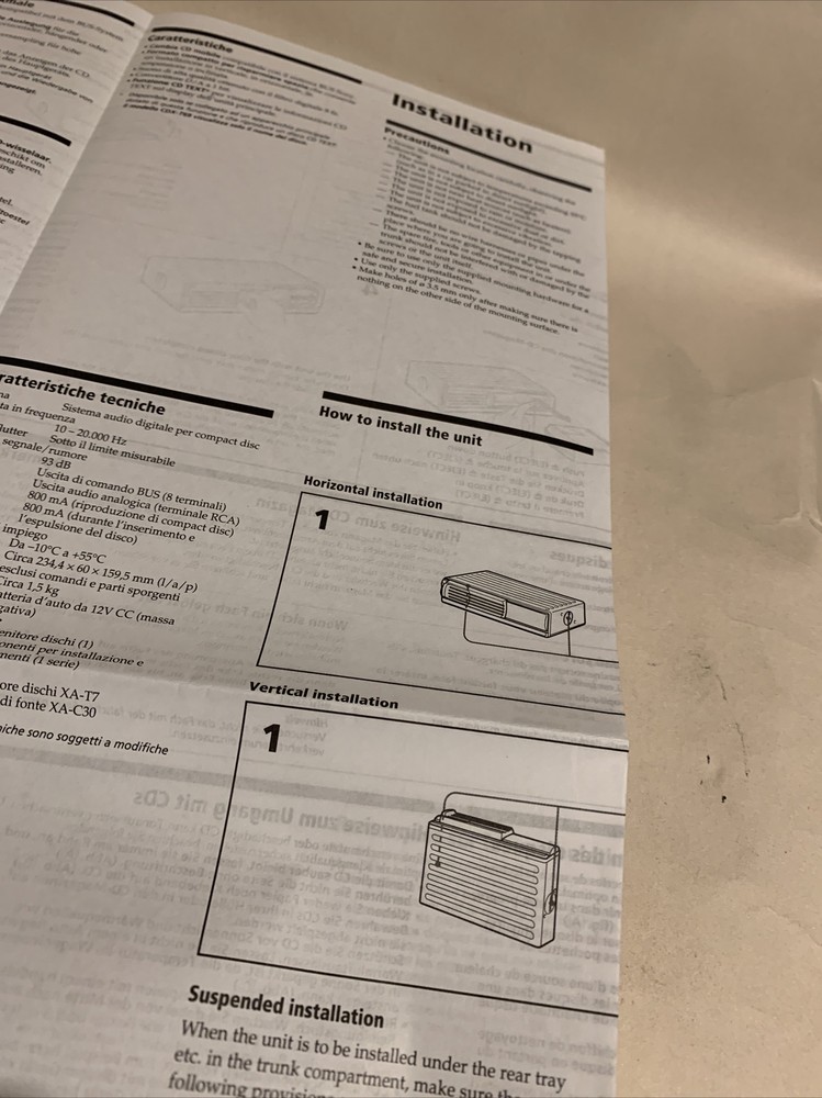 Sony Compact Disc Changer Operating instructions CDX-T69 Original (2002)