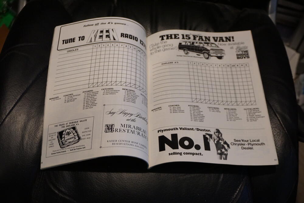 VERY RARE 1974 A'S ALCS BASEBALL PROGRAM VS ORIOLES