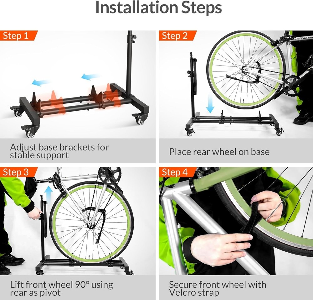 Compact Bike Storage Solution - Adjustable Height for Apartments and Garages