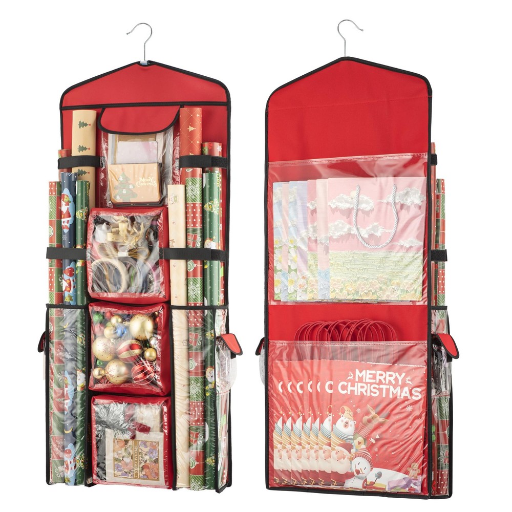 Wrapping Paper Storage Gift Wrap Organizer Holder Double-Sided Hanging Bag