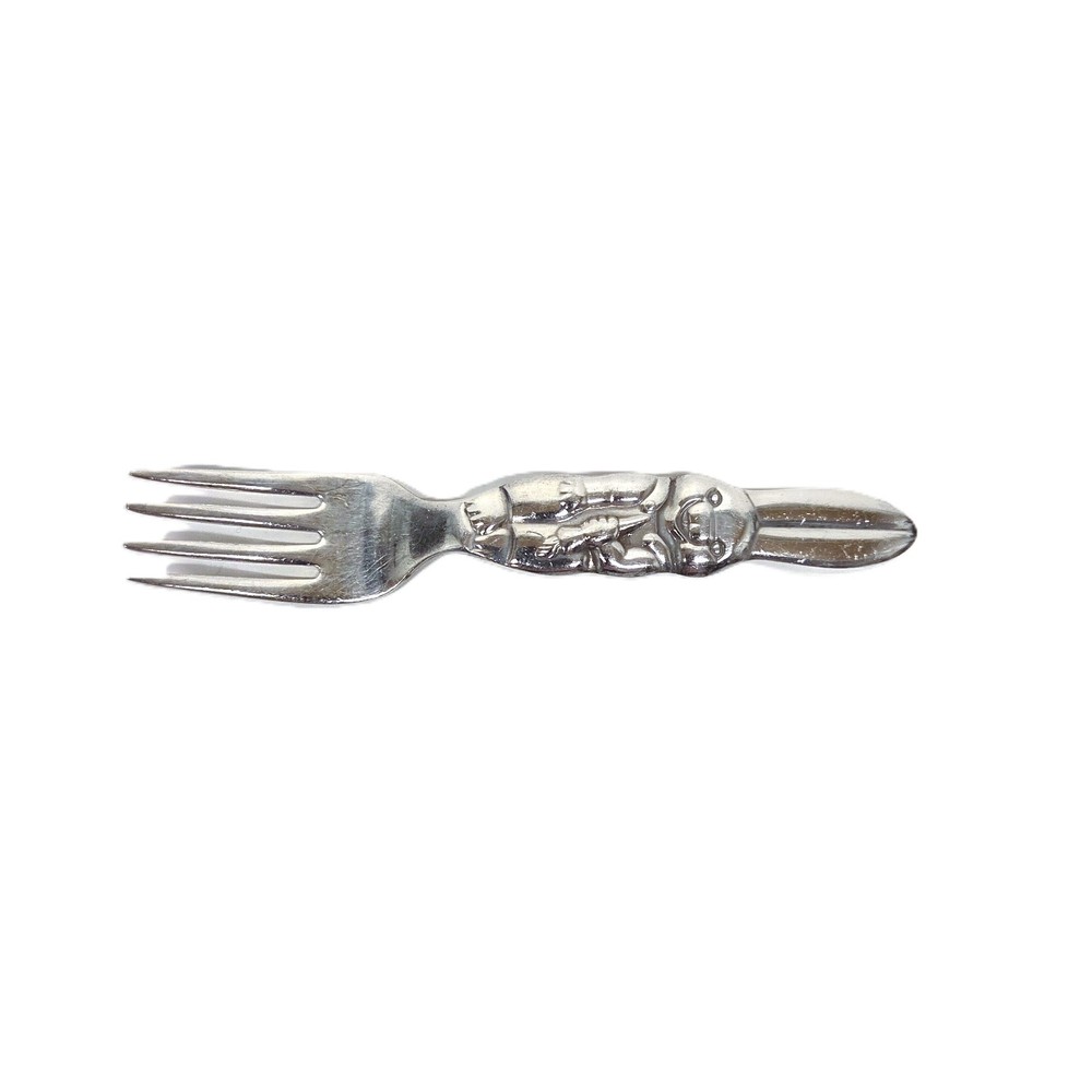 Reed & Barton Silver Plate Baby Fork Bunny Rabbit Easter Carrot 4.5"