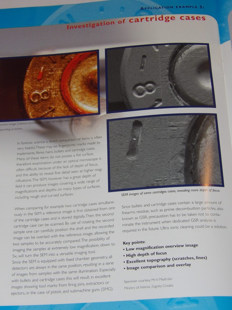 VTG 1999 FORENSIC SCIENCE WITH PHILIPS SCANNING ELECTRON MICROSCOPE BROCHURE/SEM