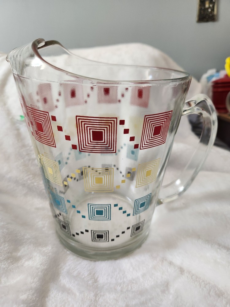 Vintage Mid Century Glass  Pitcher EUC