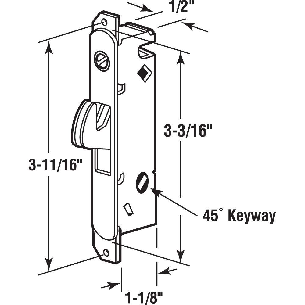 -Line 2014 Mortise Lock - Adjustable, Spring-Loaded Hook Latch Projection for...