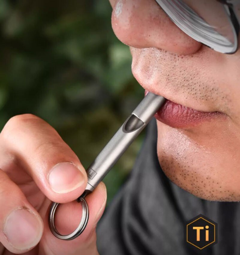 Titanium Alloy Whistle Training Command Warning Tool Keychain Necklace EDC