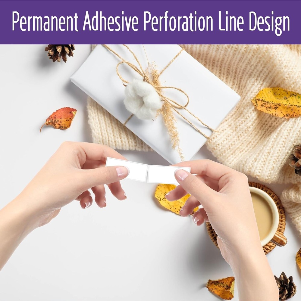 600 PCS Rectangular Stickers, Blank Write on Labels Self-Adhesive Roll White