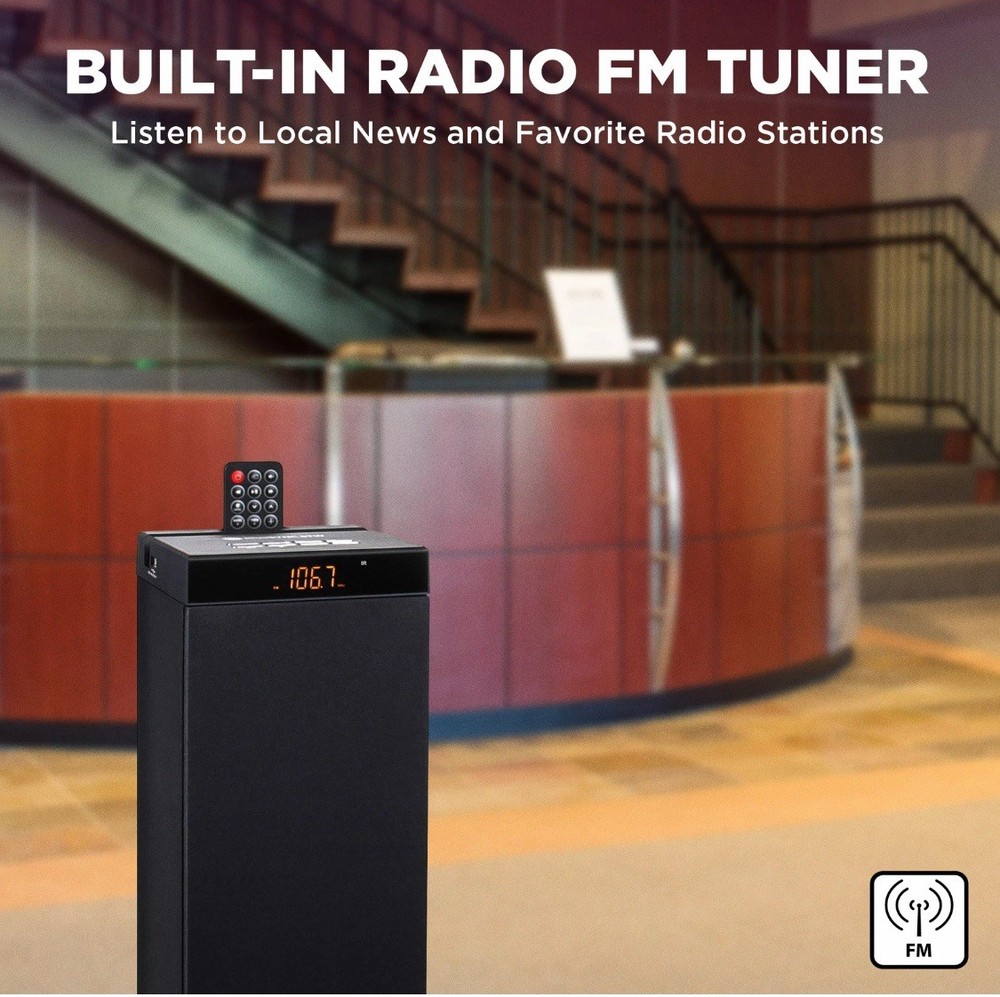 BlueSYNC STW Bluetooth Tower Floor Standing Speaker with Integrated Subwoofer