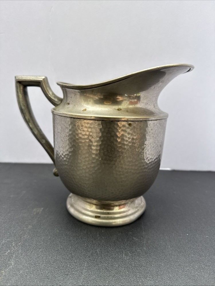Vintage EPNS Hammered Silver Plate Creamer Pitcher Footed Handle