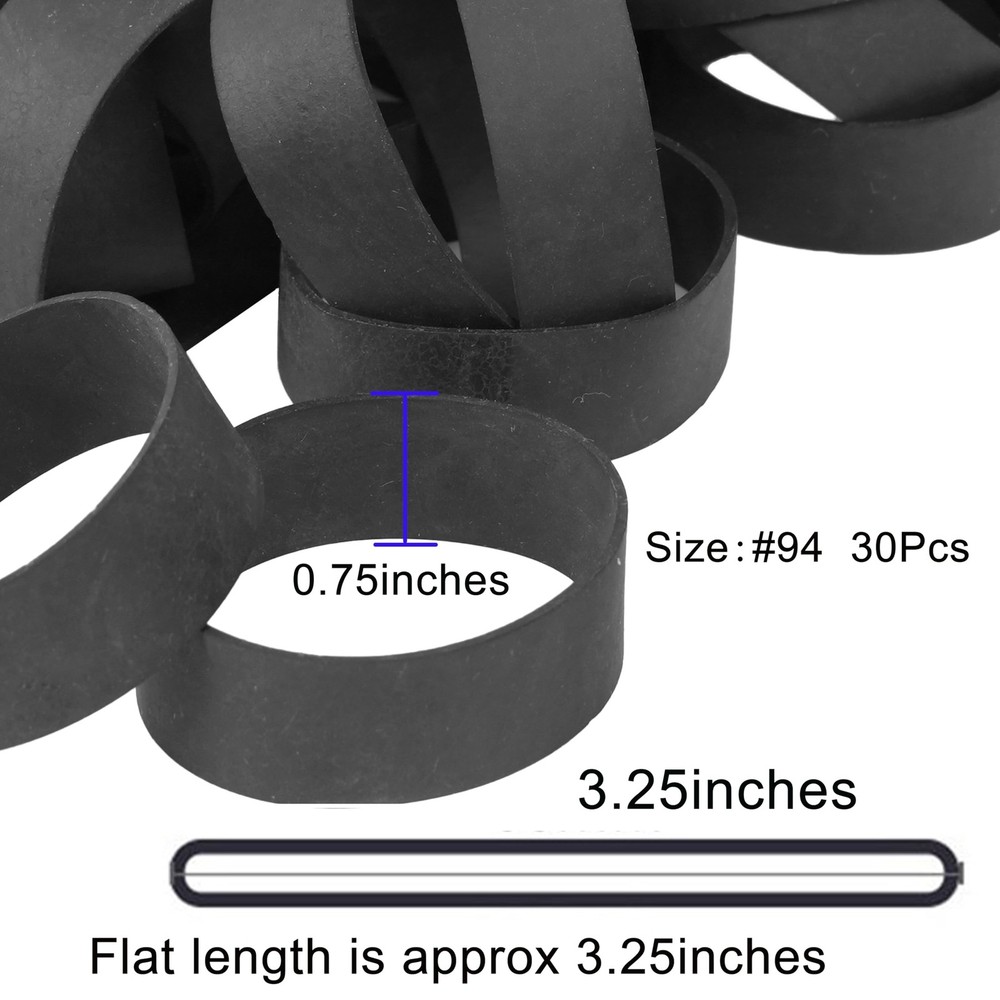 AMUU Rubber Bands Size #94, 30pcs Tactical Wide Elastic Black