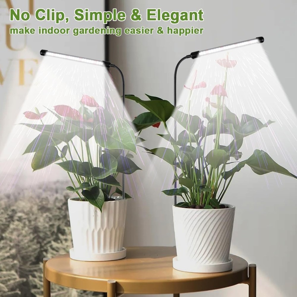 Versatile 6000K Plant Grow Light 2 Pack With Timer & Adjustable Height Options