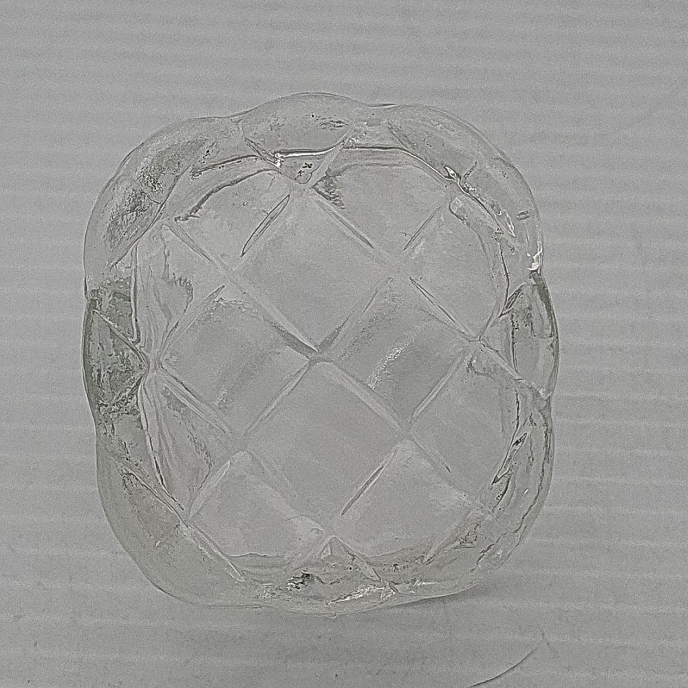 Small Clear Glass Square Open Basket Used