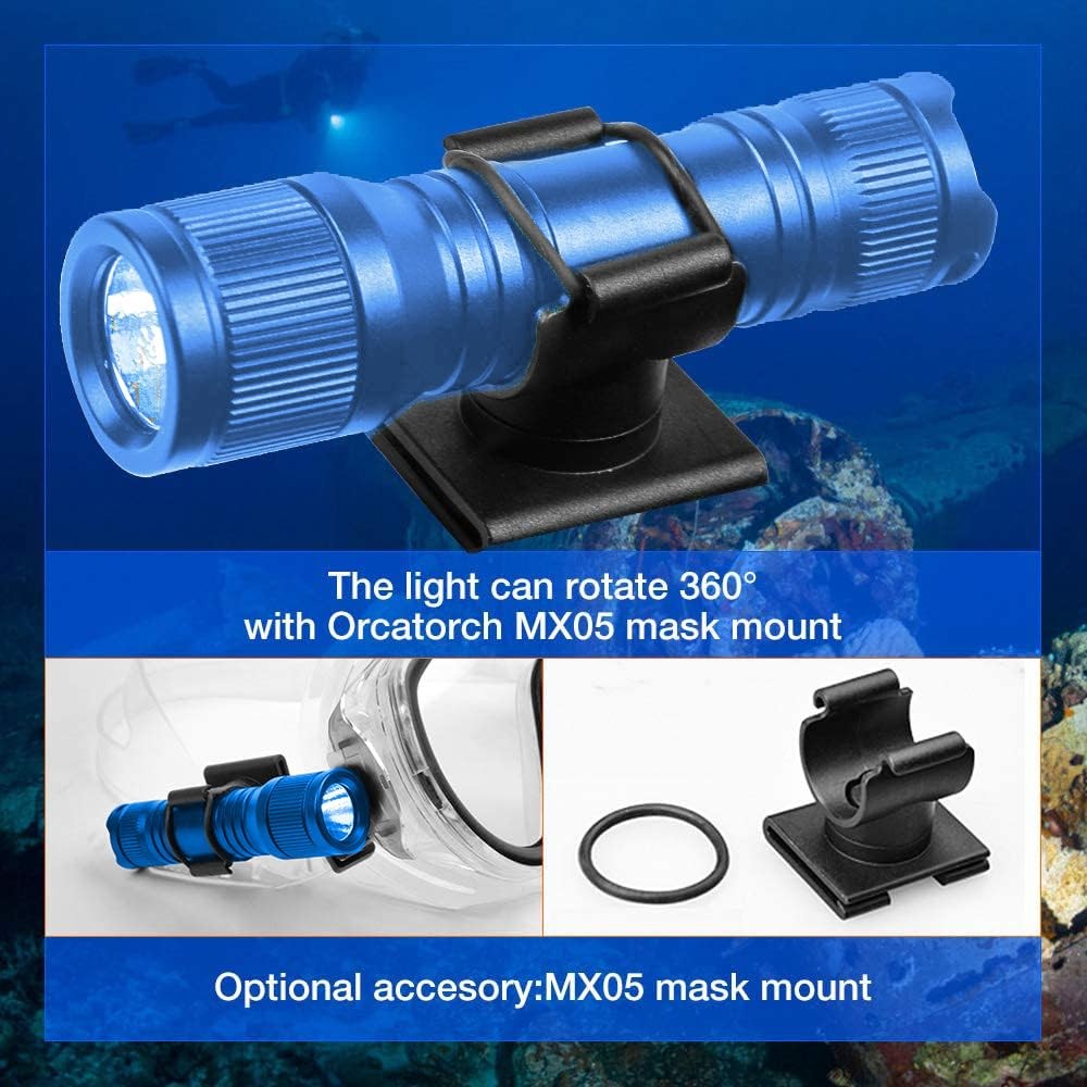 ORCATORCH D560 Mini Scuba Dive Light Headlamp 650 Lumens Mask Flashlight