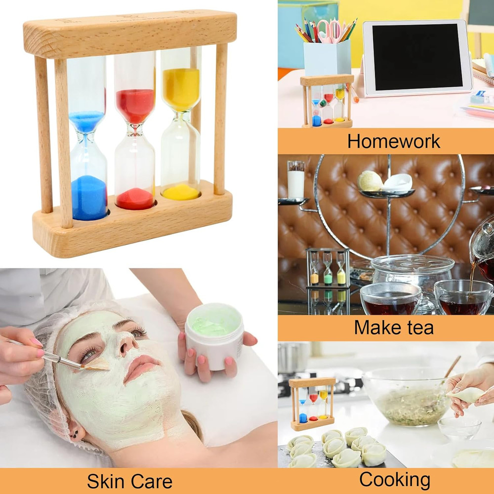 1PCS 1-3-5 Minute Sand Hourglass Timer Wood Frame Mini Sand Clock Timer Small Ta