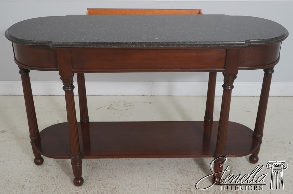 71992: HARDEN Marble Top Cherry 1 Drawer Console Serving Table